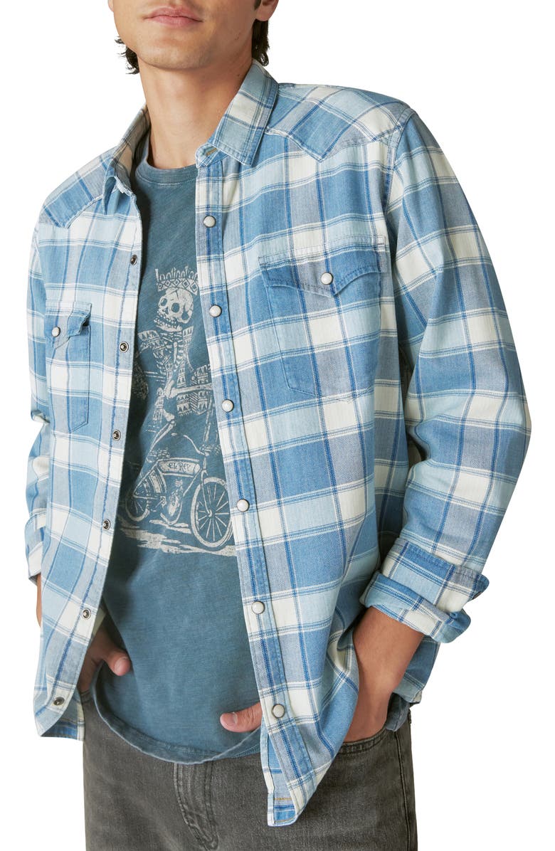 Lucky Brand Plaid Snap-Up Western Shirt, Main, color,