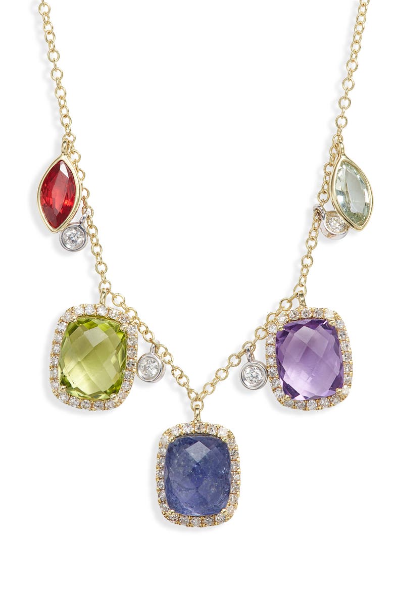 Semiprecious Stone & Diamond Necklace, Main, color, YELLOW GOLD
