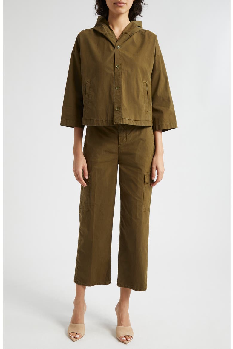 Zoella Stretch Cotton Crop Cargo Pants, Alternate, color, BRITISH KHAKI