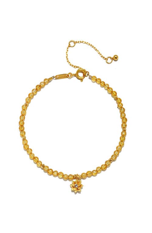Satya Jewelry Citrine Lotus November Birthstone Bracelet