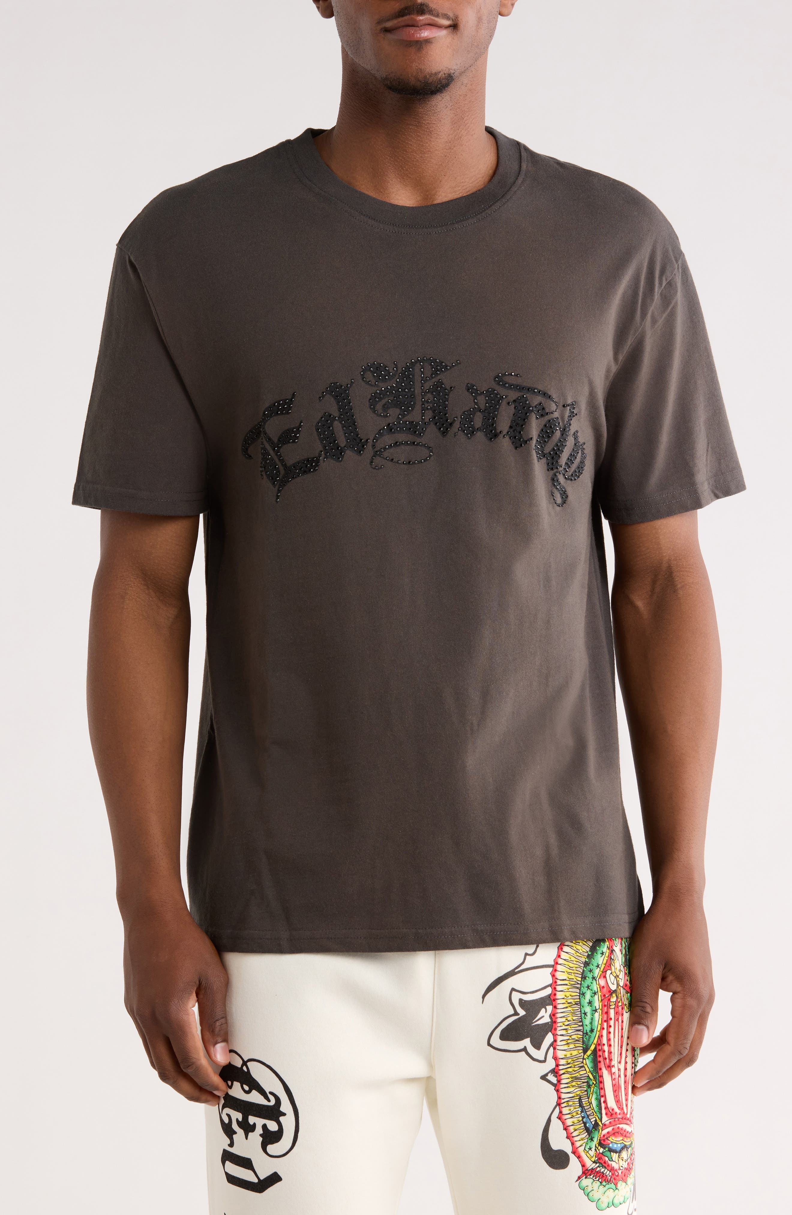 Ed Hardy Rhinestone Panther Flame Graphic T-Shirt