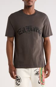 Ed Hardy Rhinestone Panther Flame Graphic T-Shirt