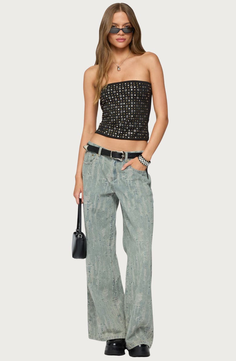 EDIKTED Blanco Studded Tube Top, Alternate, color, Black