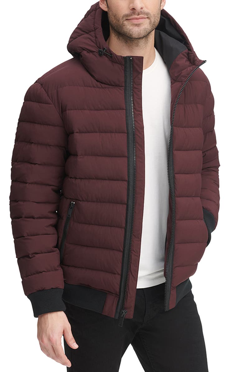 DKNY Zip Front Quilted Jacket, Alternate, color, Oxblood