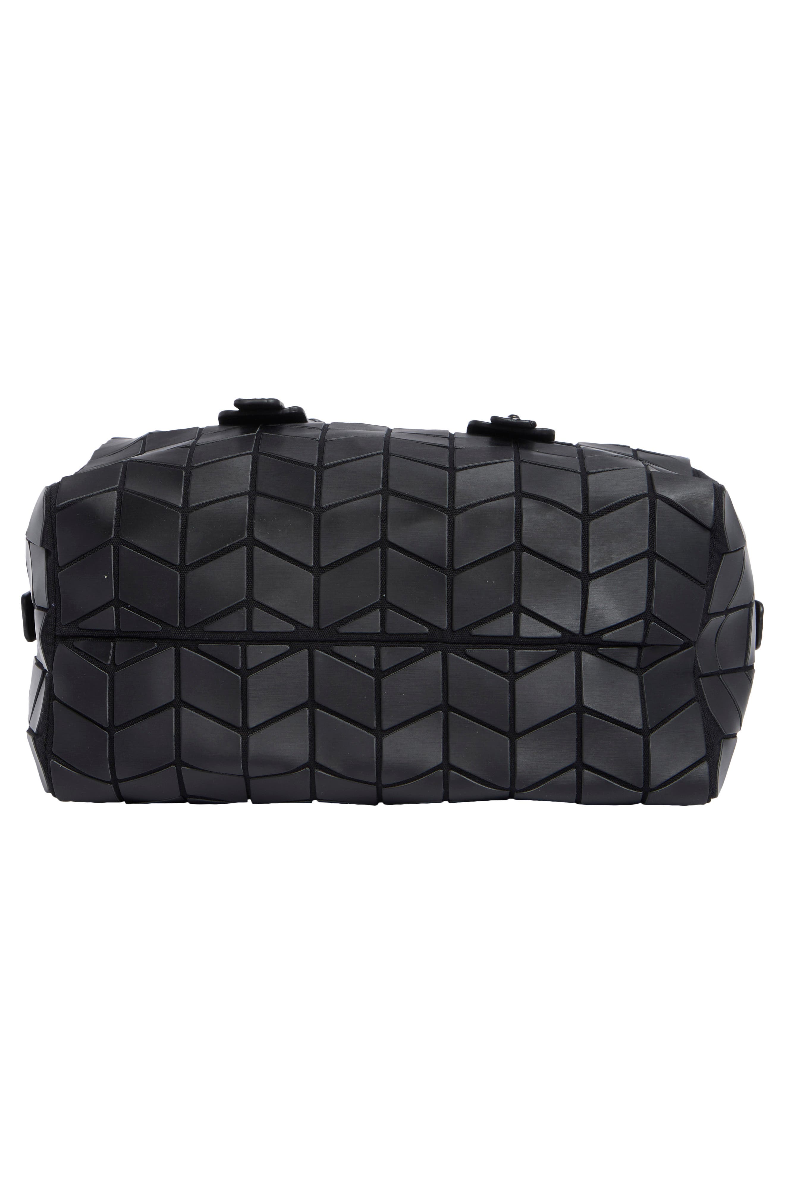 Chevron Faux Leather Satchel, Alternate, color, BLACK