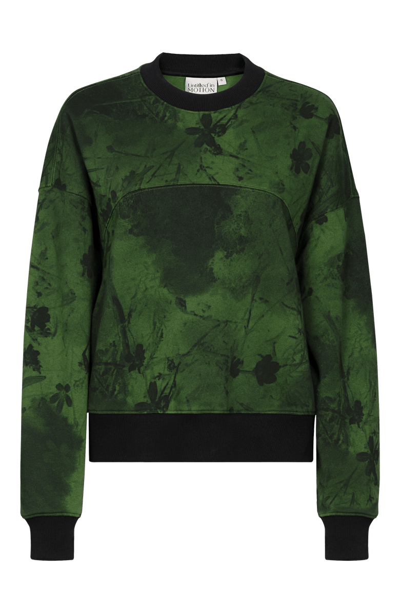 Untitled in Motion Dionea Crew Floral Print Sweatshirt, Main, color, Faskomilo-Green