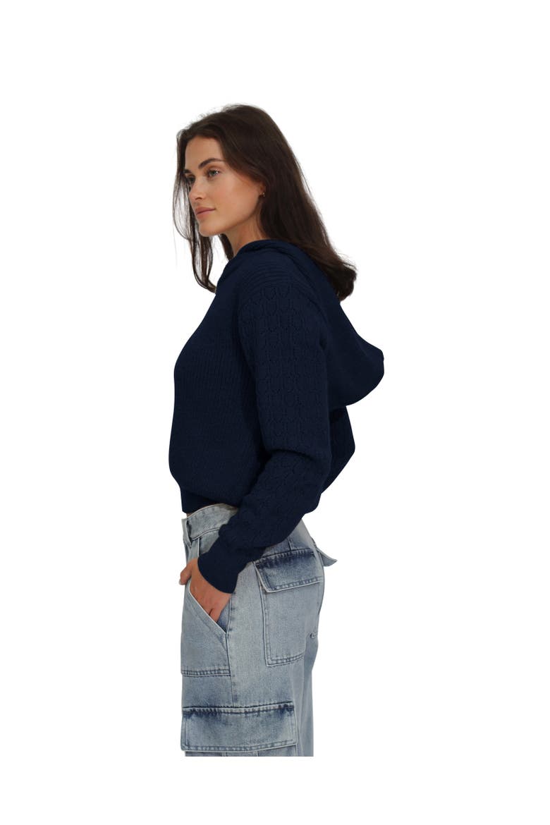 On the Run Knitted Hoodie, Alternate, color, Navy