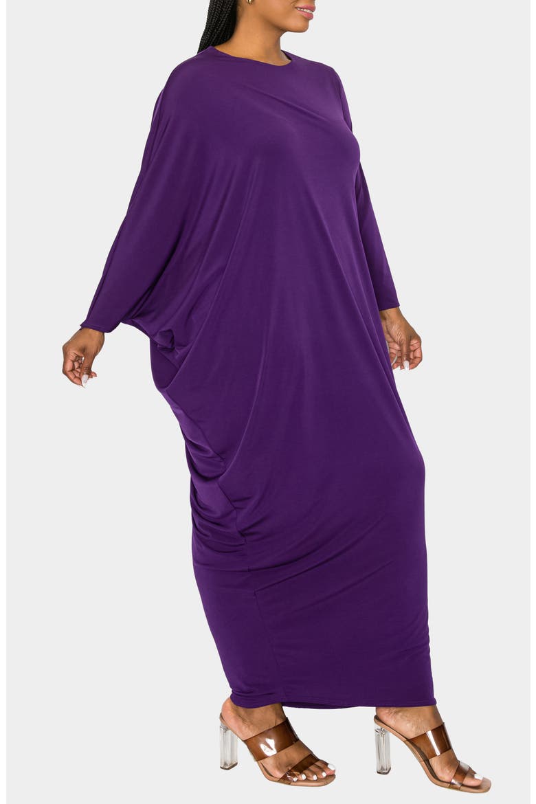Louella Asymmetrical Long Sleeve Stretch Maxi Dress, Alternate, color, PURPLE