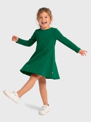 CITY THREADS Girl's Soft 100% Cotton Baby Rib Long Sleeve Dress
