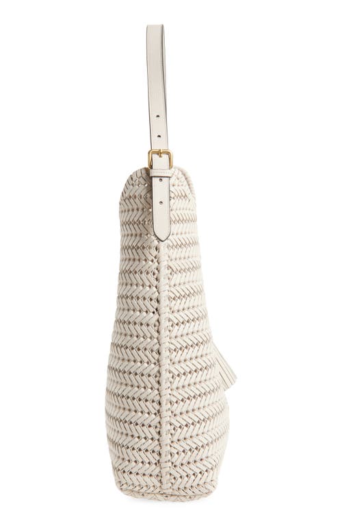 Anya Hindmarch The Neeson Herringbone Woven Leather Hobo In Chalk