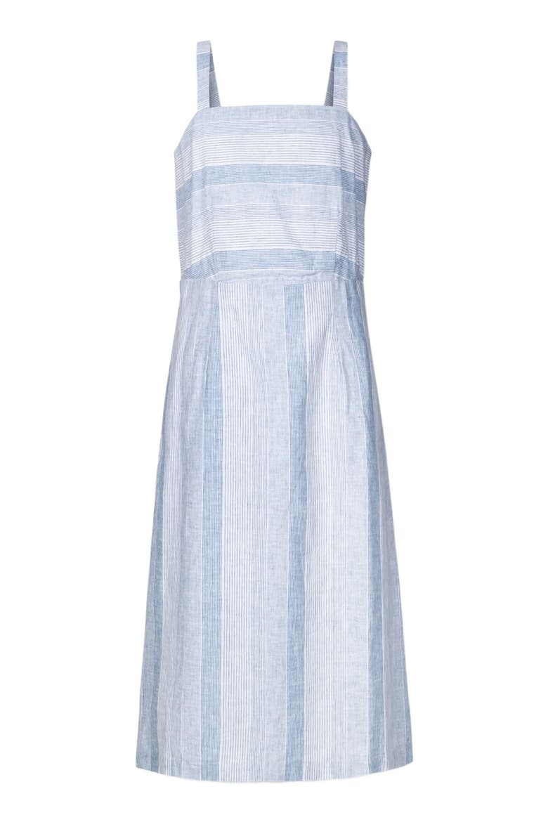 Women's Sleeveless Sheath Dress, Alternate, color, Blue Ombre Stripe Linen