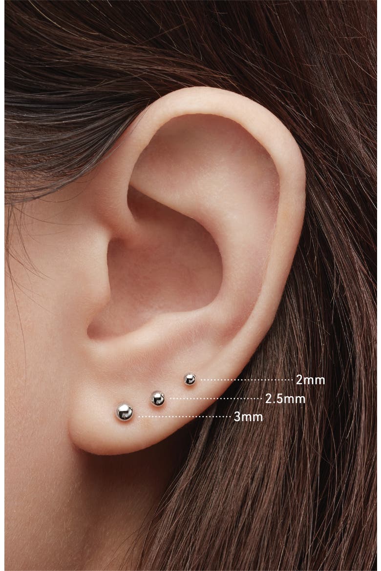 Ball Single Threaded Stud Earring, Alternate, color, ROSE GOLD
