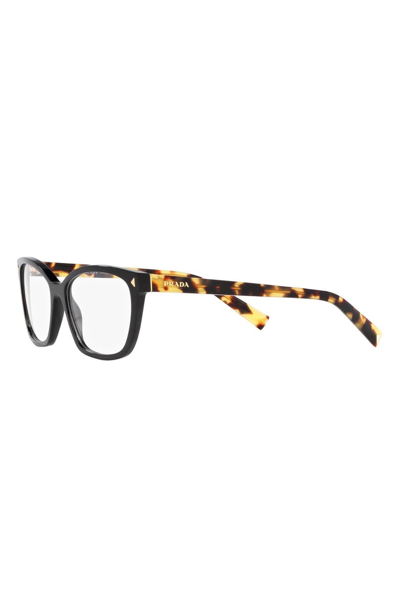 Prada 55mm Rectangular Optical Glasses, Alternate, color, Matte Black