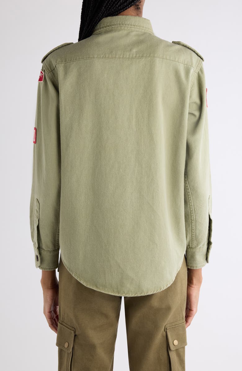 Isabel Marant Umberta Patch Cotton Twill Button-Up Shirt, Alternate, color, Khaki