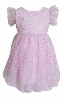 Popatu Kids' Floral Flutter Sleeve Party Dress