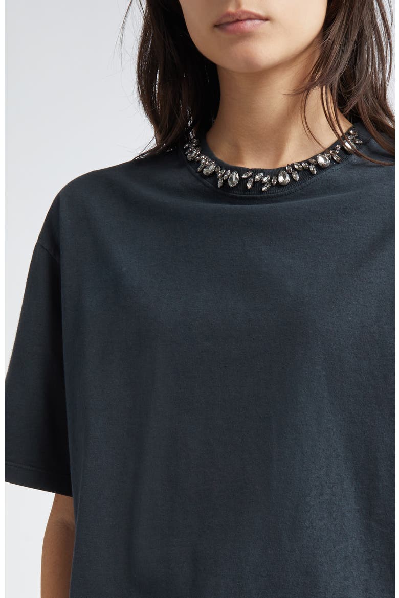 Crystal Embellished Cotton T-Shirt, Alternate, color, WASHED BLACK