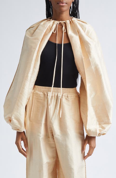 Balloon Sleeve Dupioni Silk Shrug