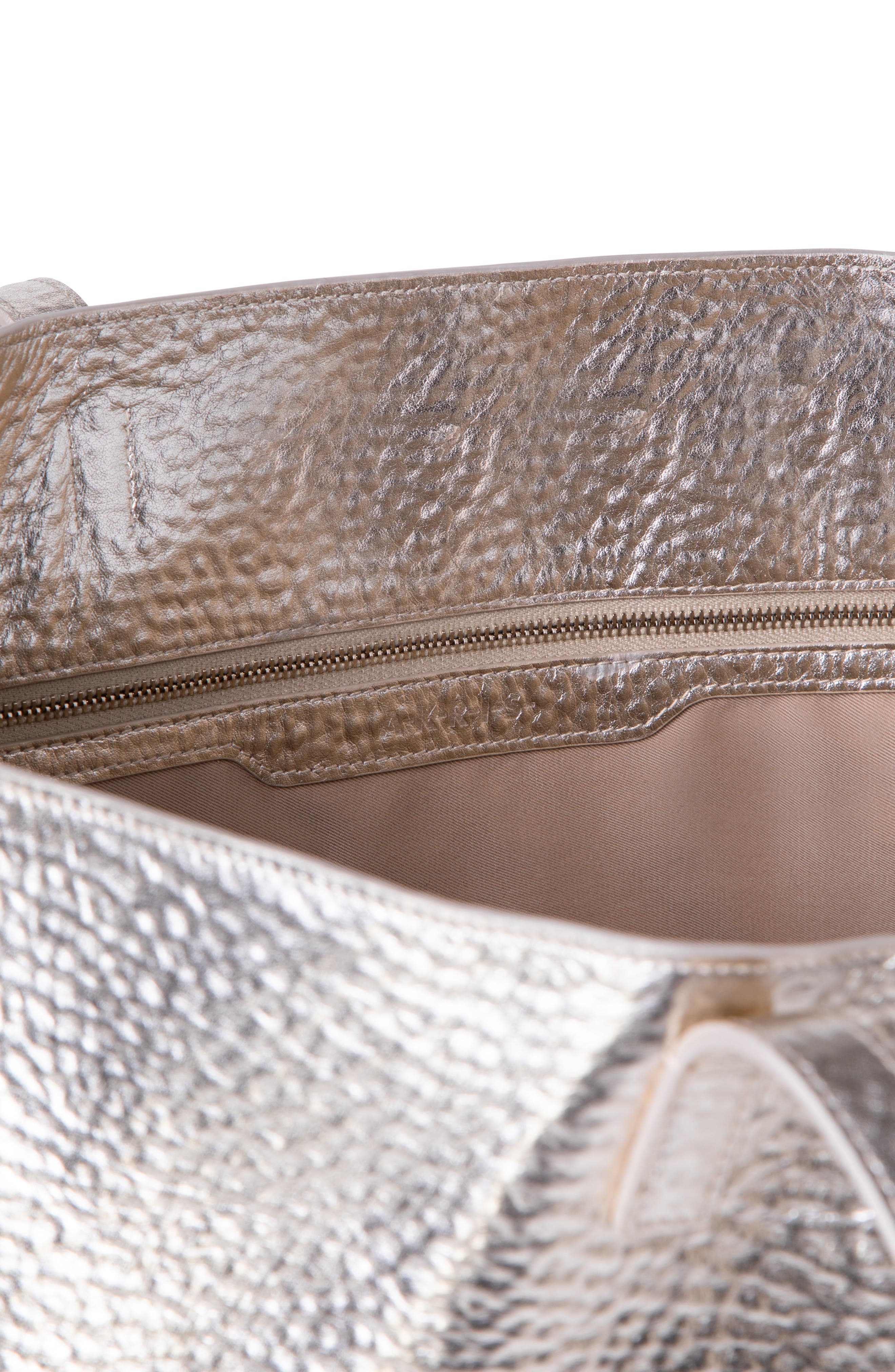 Medium AI Metallic Calfskin Leather Tote, Alternate, color, 033 STUCCO METALLIC