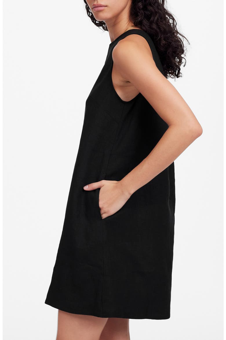 Leilani Linen Dress, Alternate, color, JET BLACK