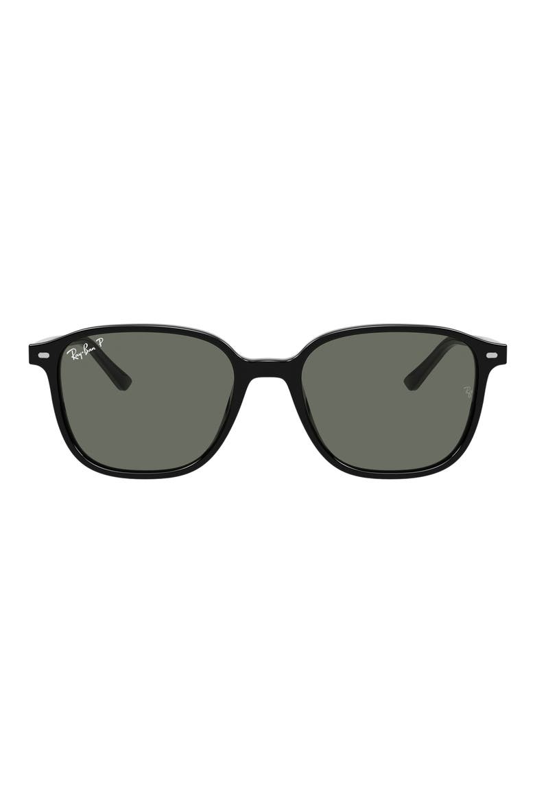 55mm Polarized Square Sunglasses, Main, color, BLACK