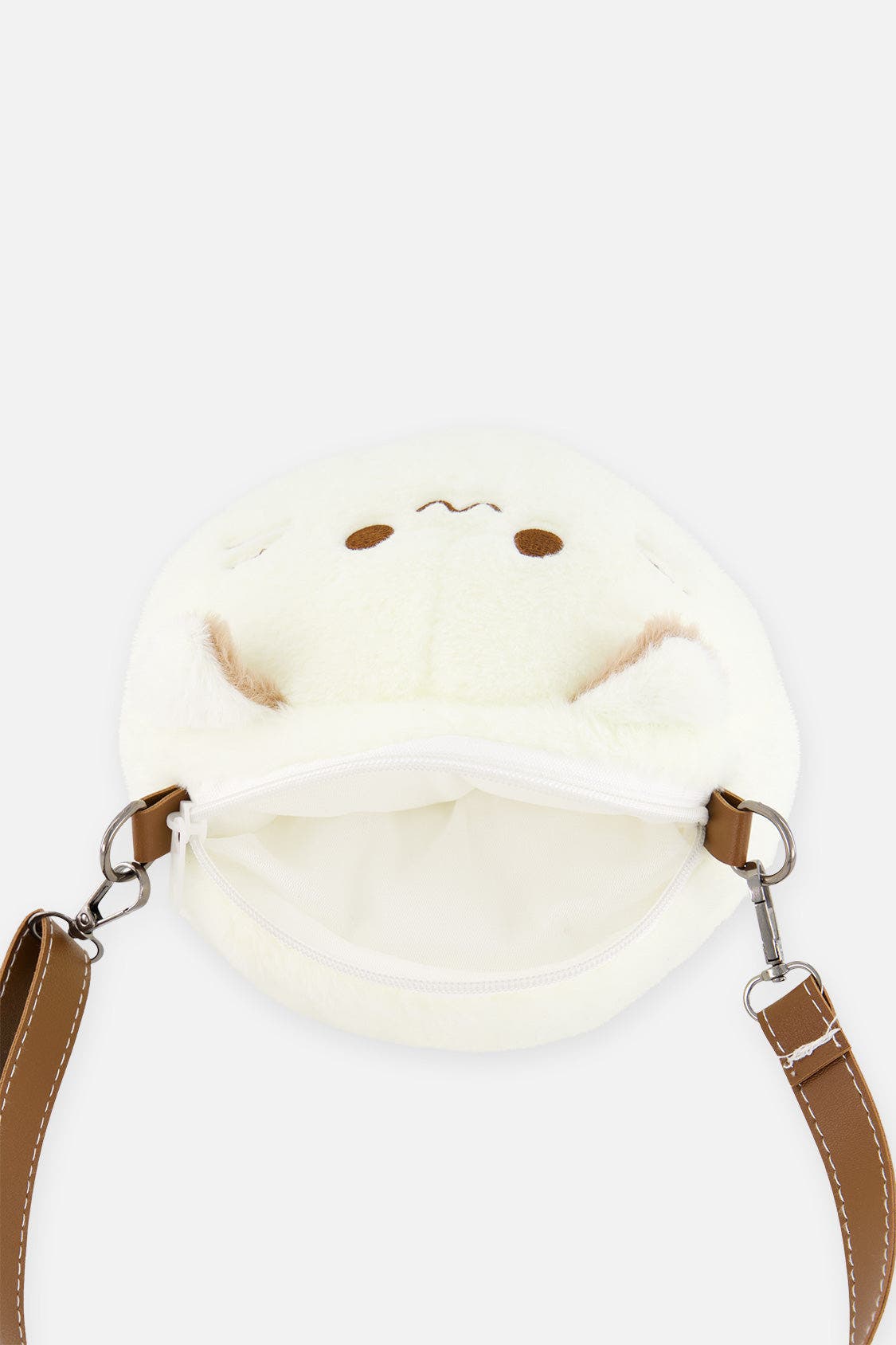 Cat Face Adjustable Strap Zipper Bag, Alternate, color, Off-White
