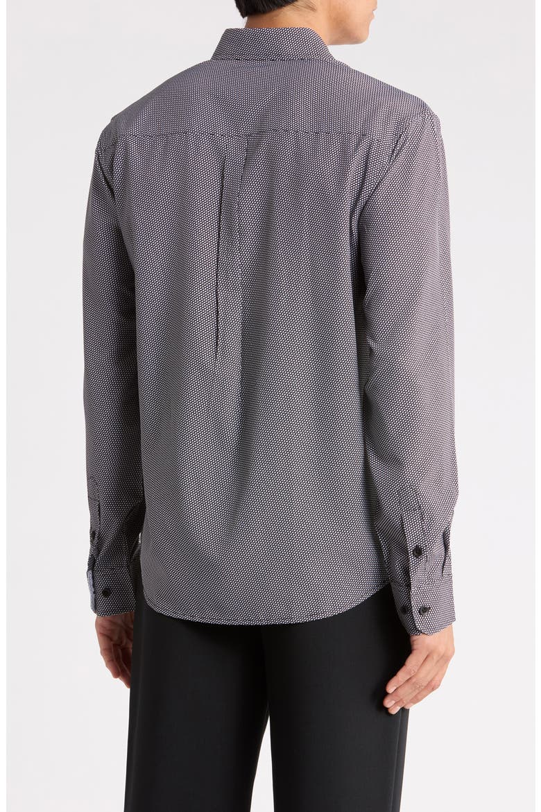 Micro Print Button-Up Shirt, Alternate, color, BLACK