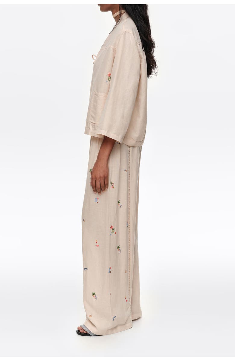Bimba y Lola Mini Embroidered Kimono Jacket, Alternate, color, Sand