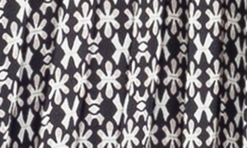 Max Studio Long Sleeve Pleated Shirtdress In Black/white Geo