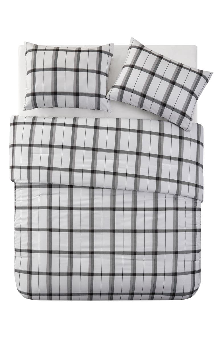 VCNY HOME Ivy Plaid Comforter & Sham Set, Main, color, Grey