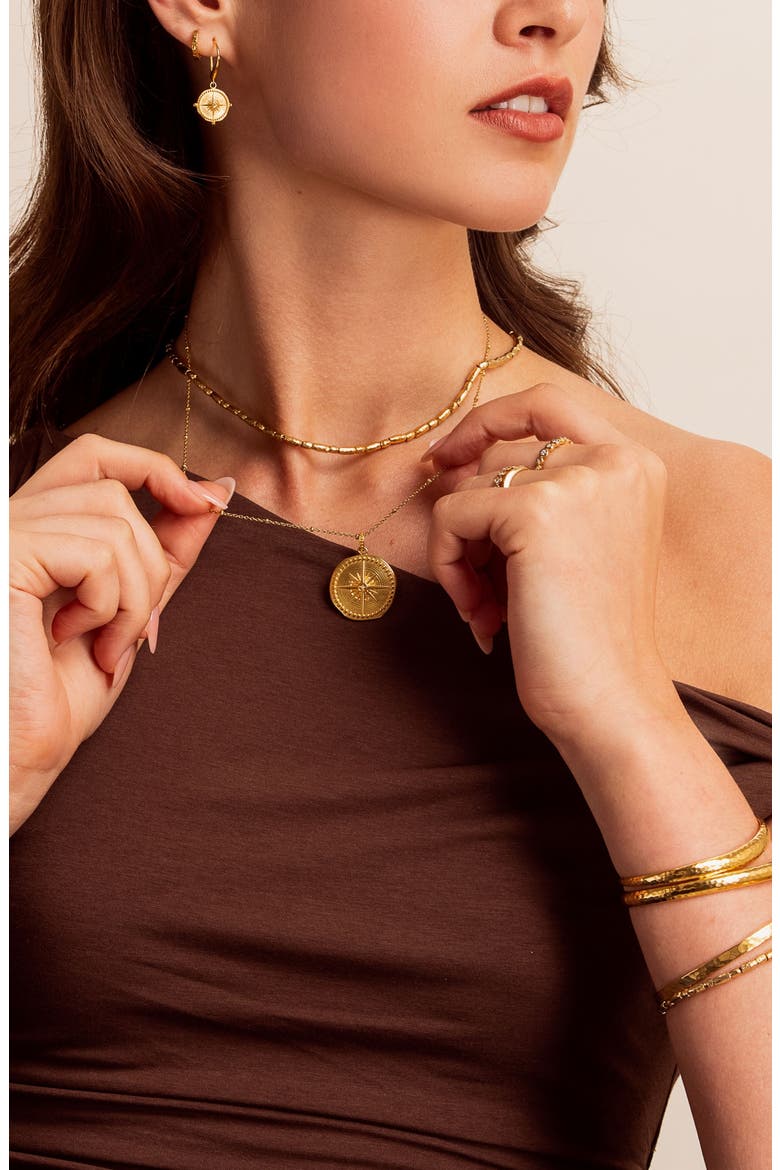Diamond True North Talisman Necklace, Alternate, color, Yellow Gold Vermeil