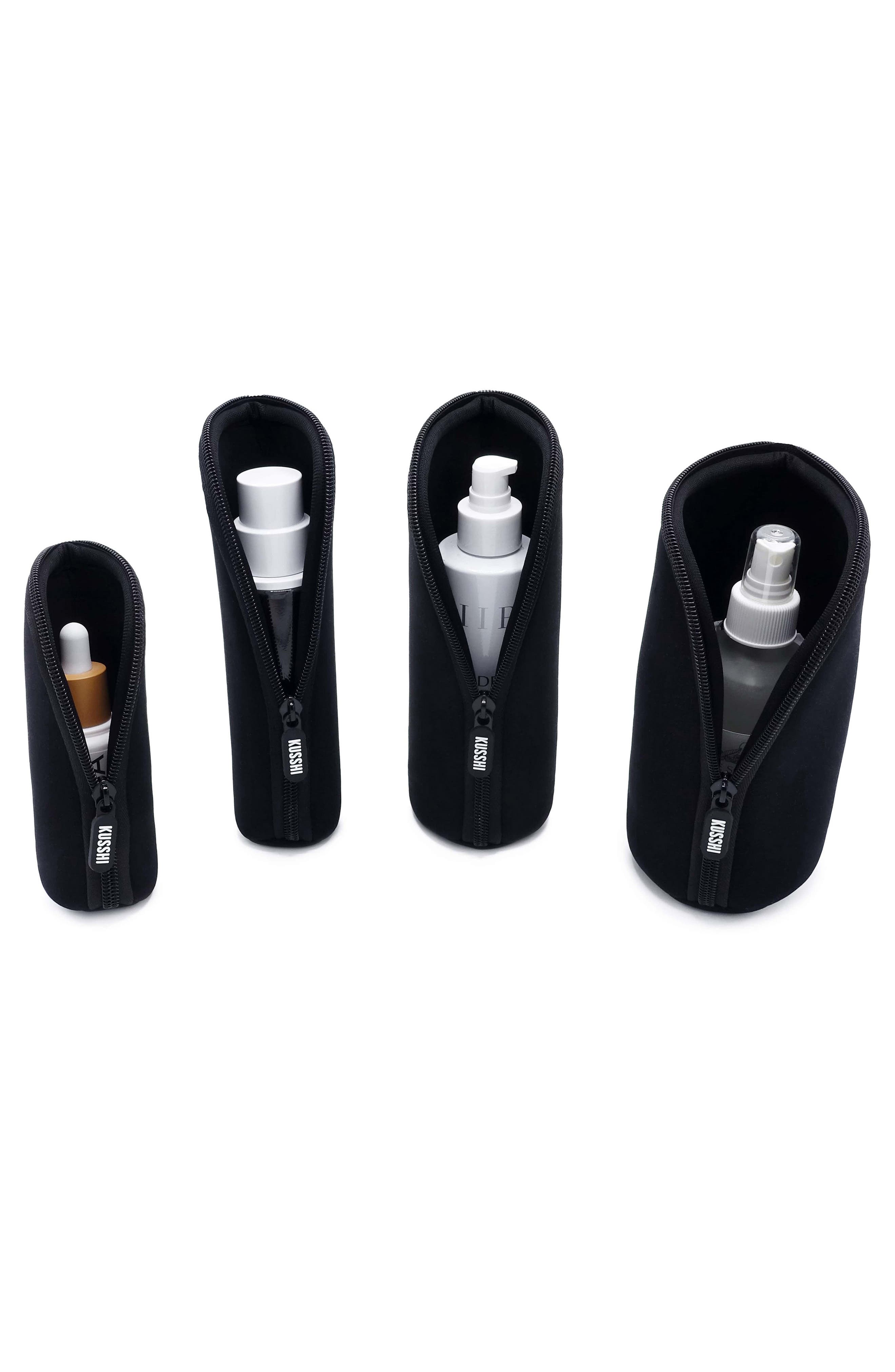 KUSSHI Set of 4 Travel Bottle Protectors in Black 