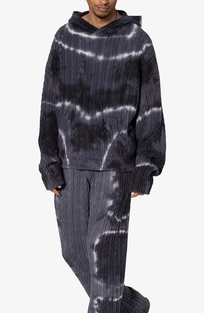 mnml Tie Dye Cable Knit Hoodie, Alternate, color, 