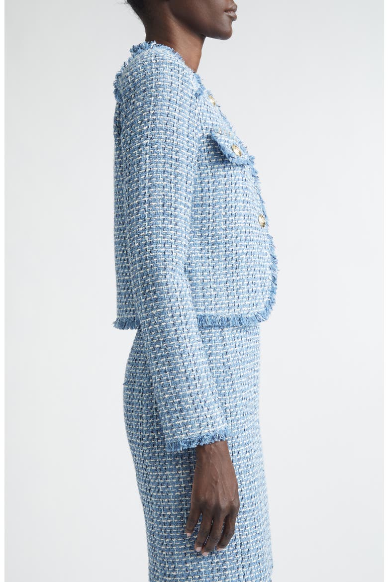 Vilette Tweed Crop Jacket, Alternate, color, DENIM BLUE/ MIDNIGHT