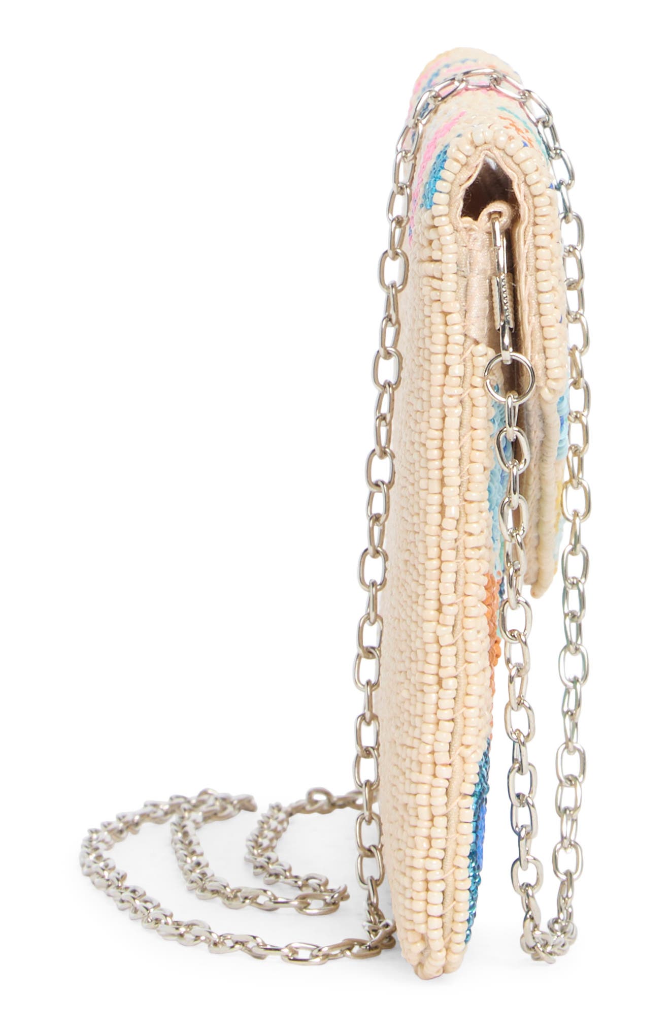 Collection XIIX Beaded Abstract Floral Flap Clutch, Alternate, color, Beige Multi