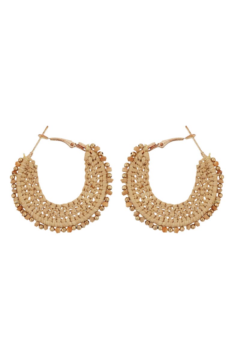Panacea Woven Hoop Earrings, Main, color, Tan