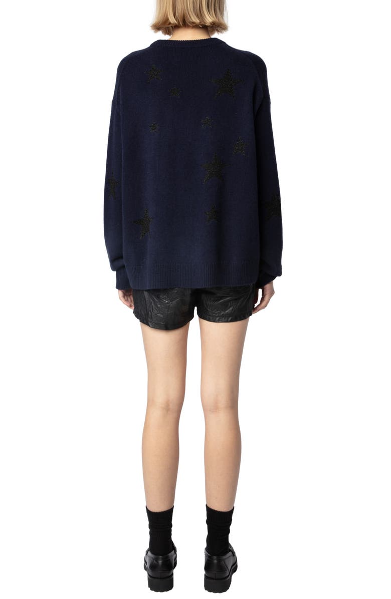 Zadig & Voltaire Markus Metallic Star Cashmere Blend Sweater, Alternate, color, 