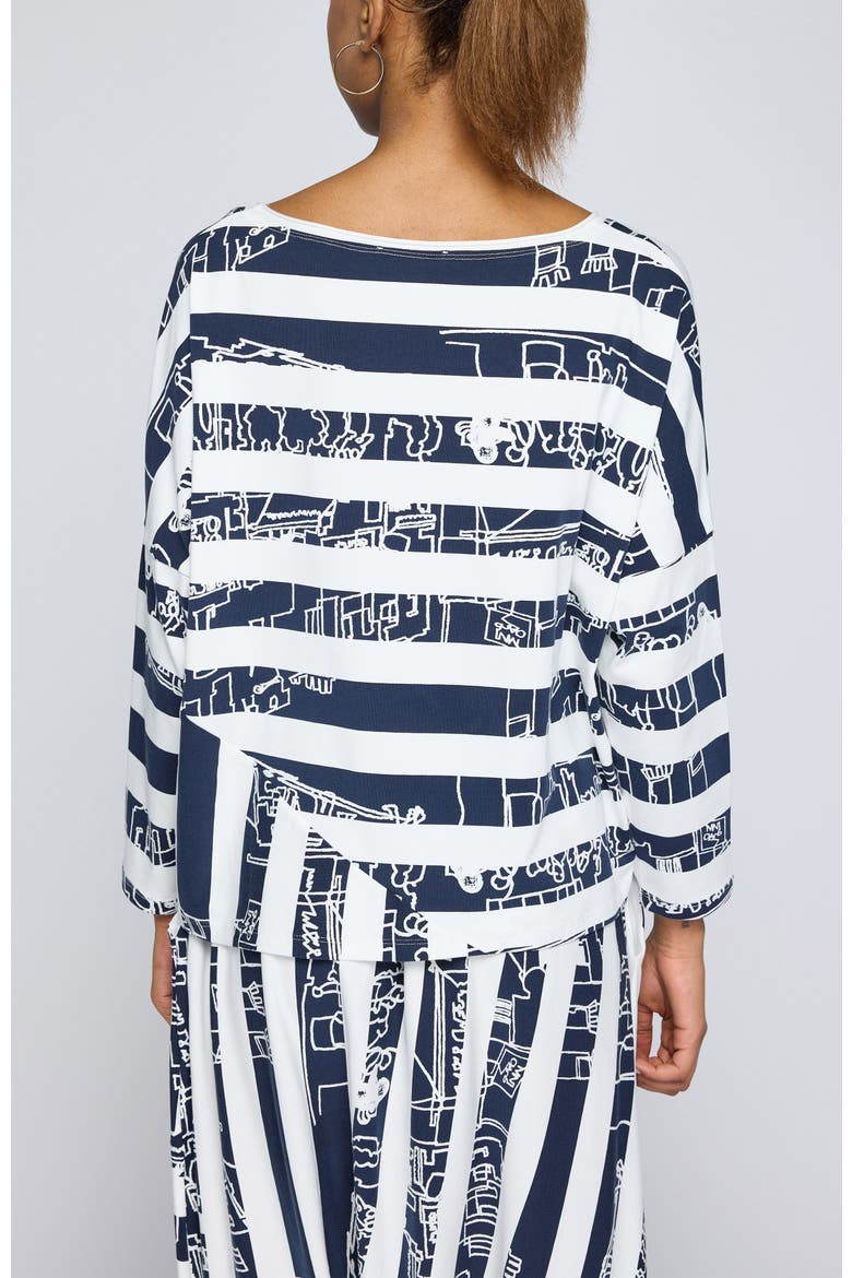 Astraea Striped Cotton Jersey Blouse, Alternate, color, Navy