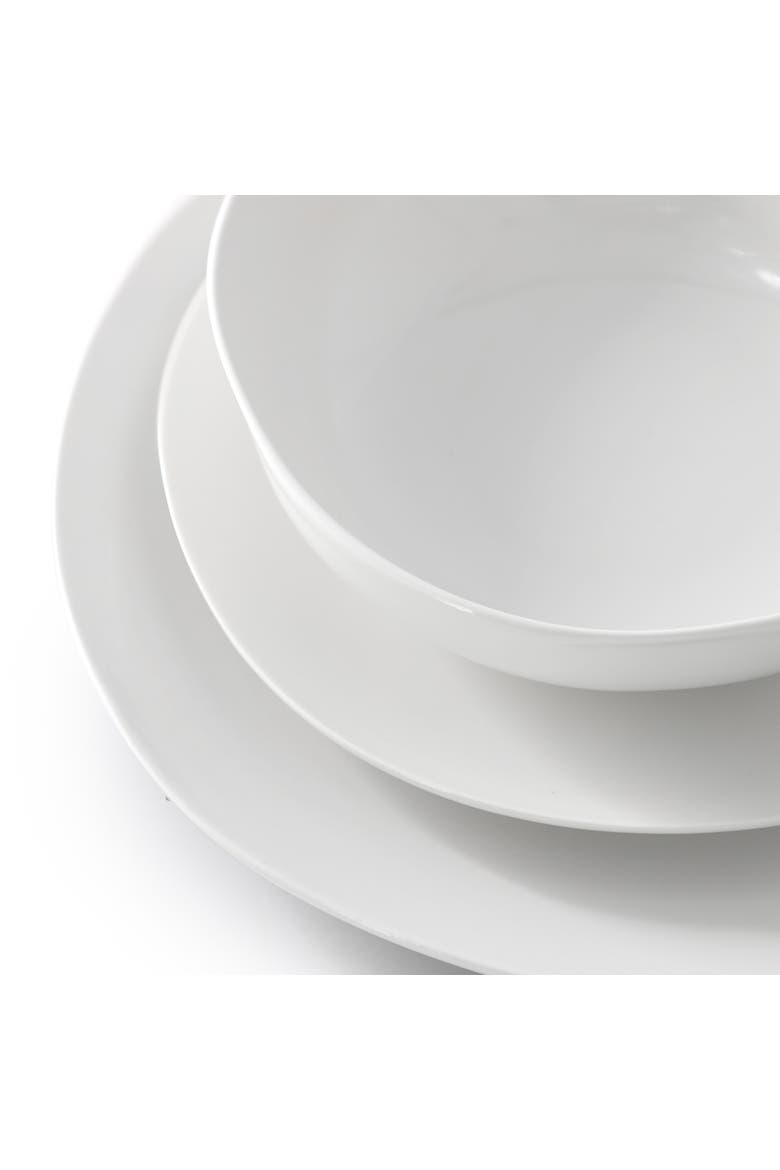 Aspen Drift 12 Piece Organic Round Ceramic Dinnerware Set, Alternate, color, White