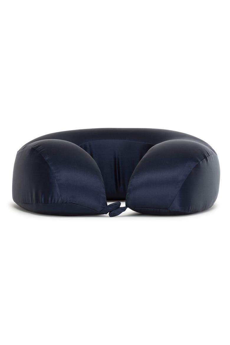 Silk Travel Neck Pillow & Eye Mask Set, Alternate, color, NAVY