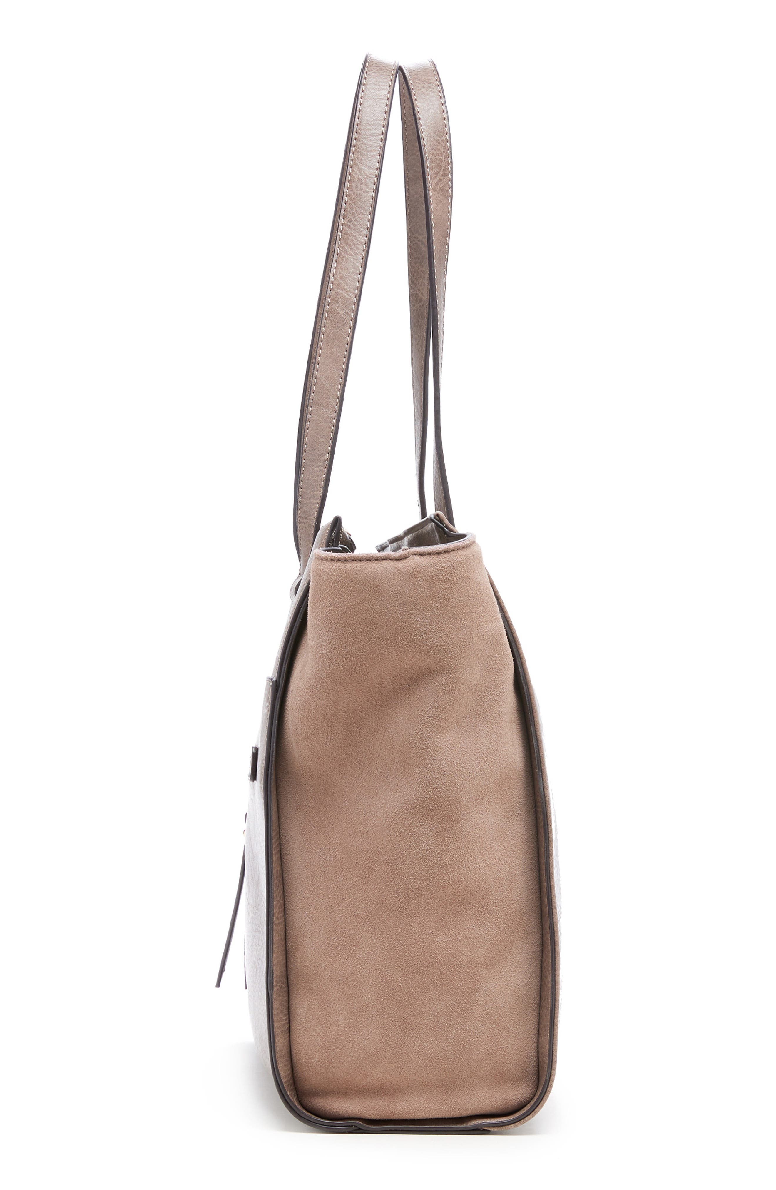 Chele 2 Faux Leather & Genuine Suede Tote, Alternate, color, MUSHROOM