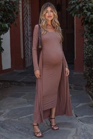 PinkBlush Ribbed Sleeveless Dress Cardigan Set
