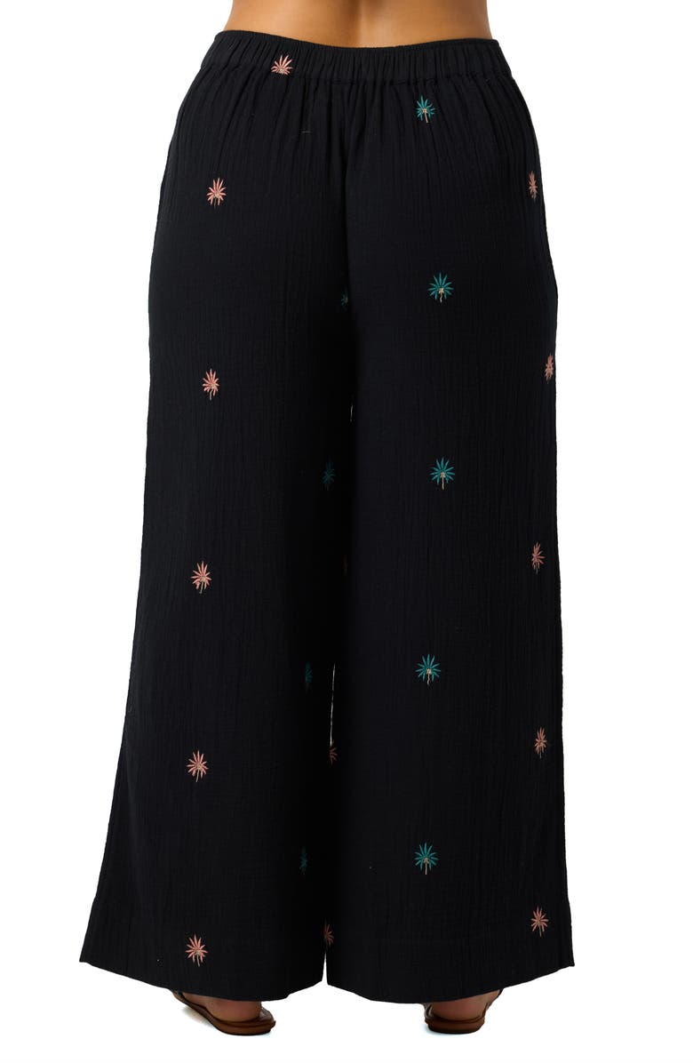 O'Neill Rhodes Palm Double Cotton Gauze Wide Leg Pants, Alternate, color, Black