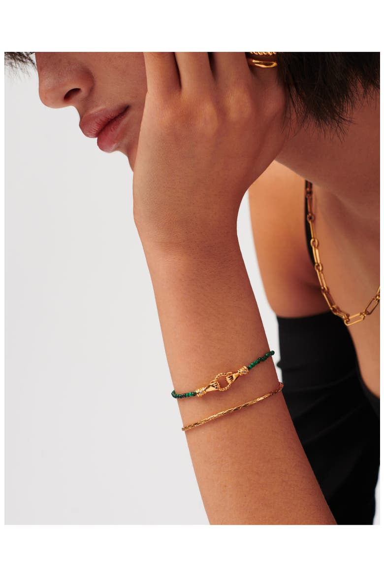 x Harris Reed Mini In Good Hands Beaded Bracelet, Alternate, color, GREEN/ METALLIC GOLD