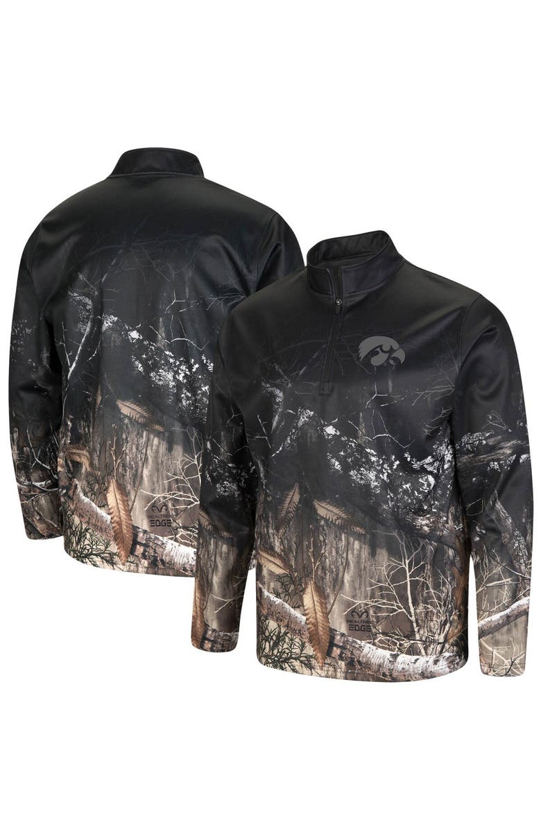 COLOSSEUM Men's Colosseum Black/Realtree Camo Iowa Hawkeyes Creek Quarter-Zip Jacket, Main, color, 