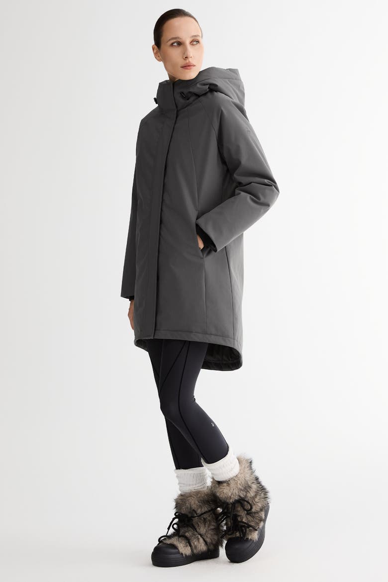 Mid-Length Windproof Parka Coat, Alternate, color, Gray