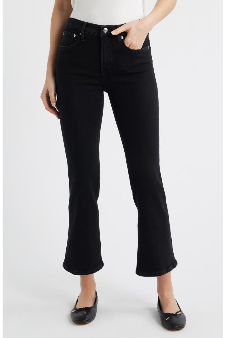 The Stretch Flare Crop Jeans, Main, color, BLACK RINSE WASH