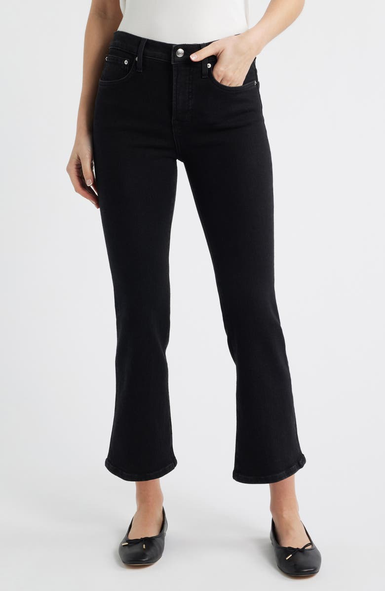 Madewell The Stretch Flare Crop Jeans, Main, color, Black Rinse Wash