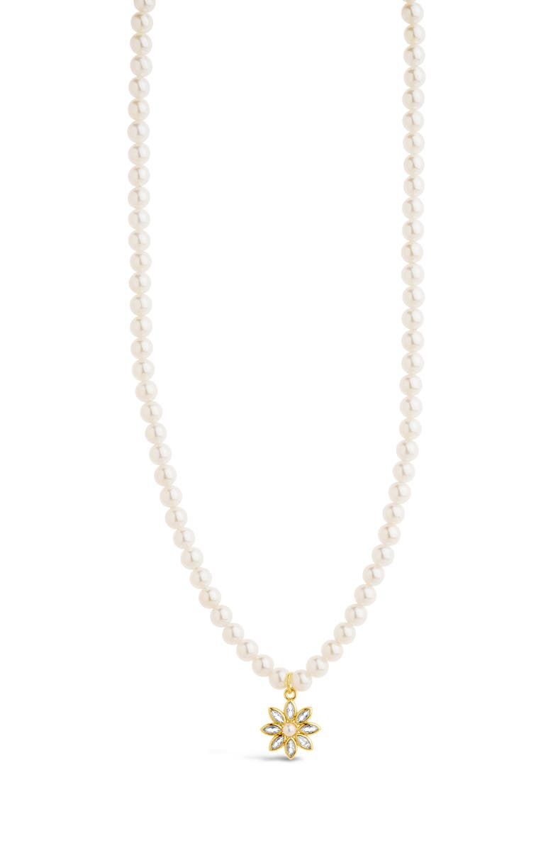 Sterling Forever Esti Cubic Zirconia & Cultured Pearl Necklace, Main, color,