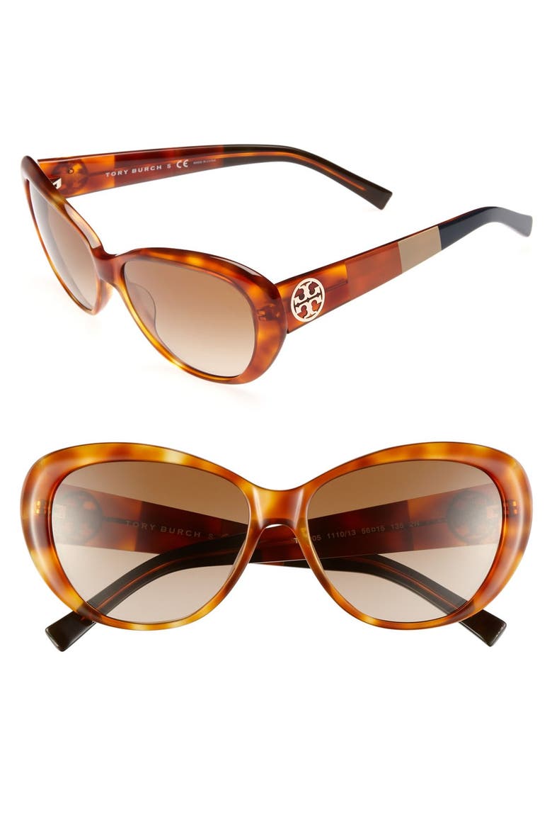 56mm Cat Eye Sunglasses, Main, color, TORTOISE /ORANGE