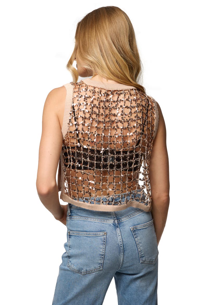 Embellished Cropped Openwork Sweater Vest, Alternate, color, BLUSH